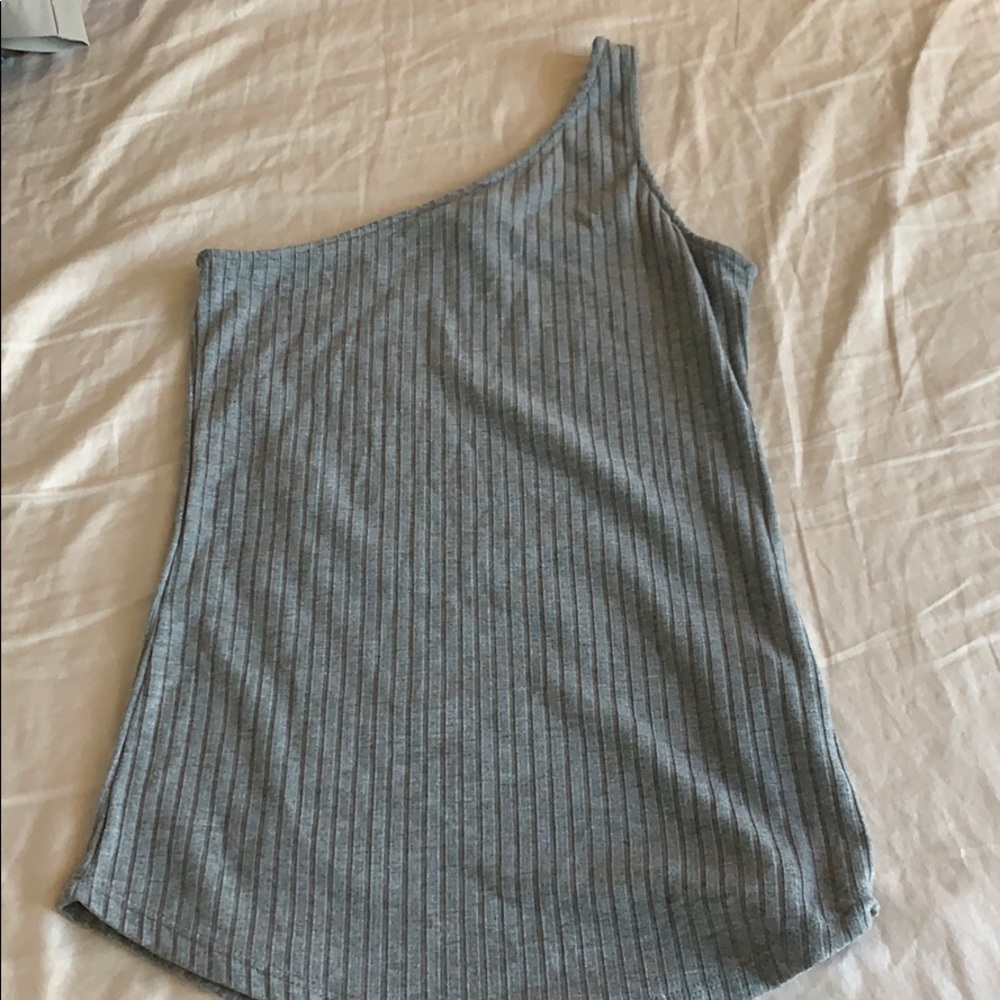 Gray one shoulder top